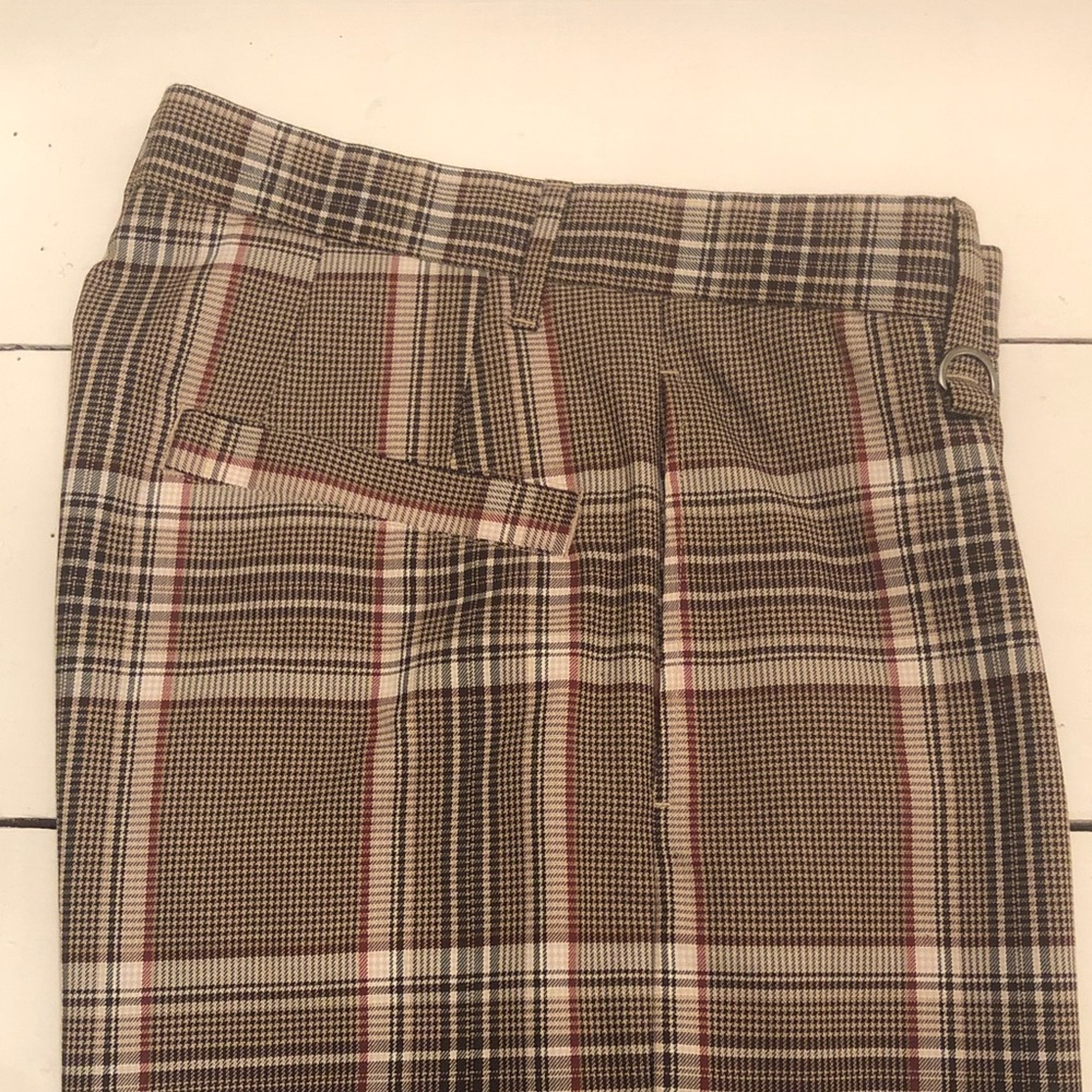 MONKEY TIME NWT SIZE 30-32 Plaid High-Waist Trousers in Beige and Brown
